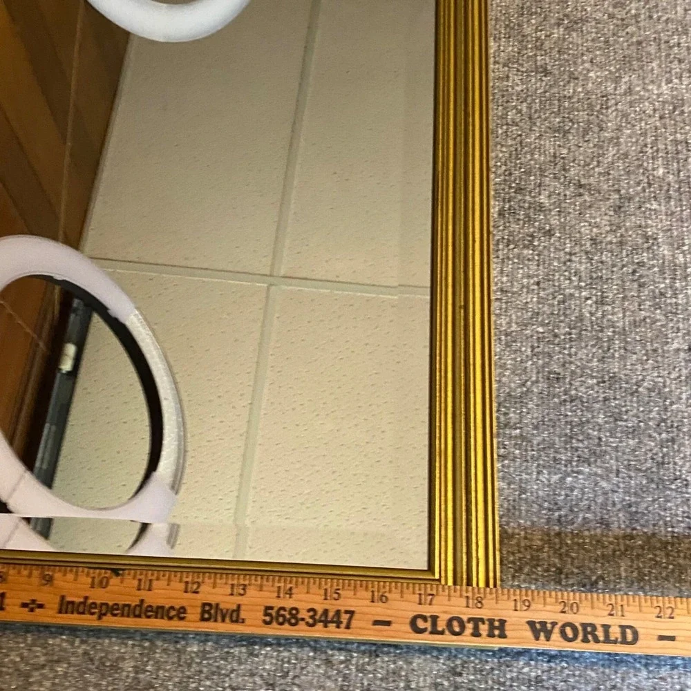 Vintage Gold Framed Beveled Wall Mirror 23x18.5 Heavy Retro‎ Traditional Regency